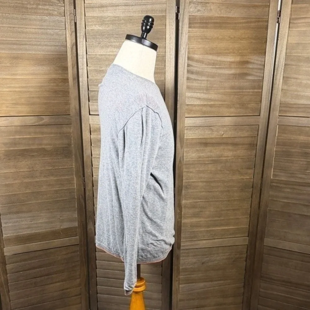 Five Four Shirt Mens M Gray Long Sleeve Crew‎ Neck Cotton Contrast Hem Stitching